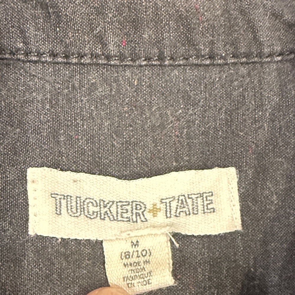Tucker + Tate Charcoal Body with Light Gray Sleeves Button-Down Shirt - Picture 2 of 3